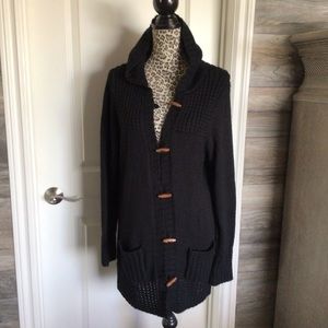 Black Hoodie Sweater Coat